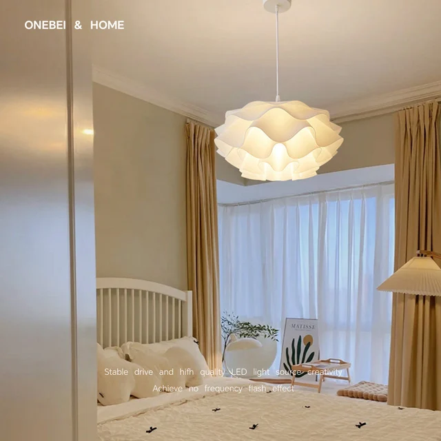 Lámpara LED nórdica moderna, luz de techo de flores acrílicas para sala de estar, dormitorio, comedor, iluminación interior de ahorro de energía blanca cálida 2