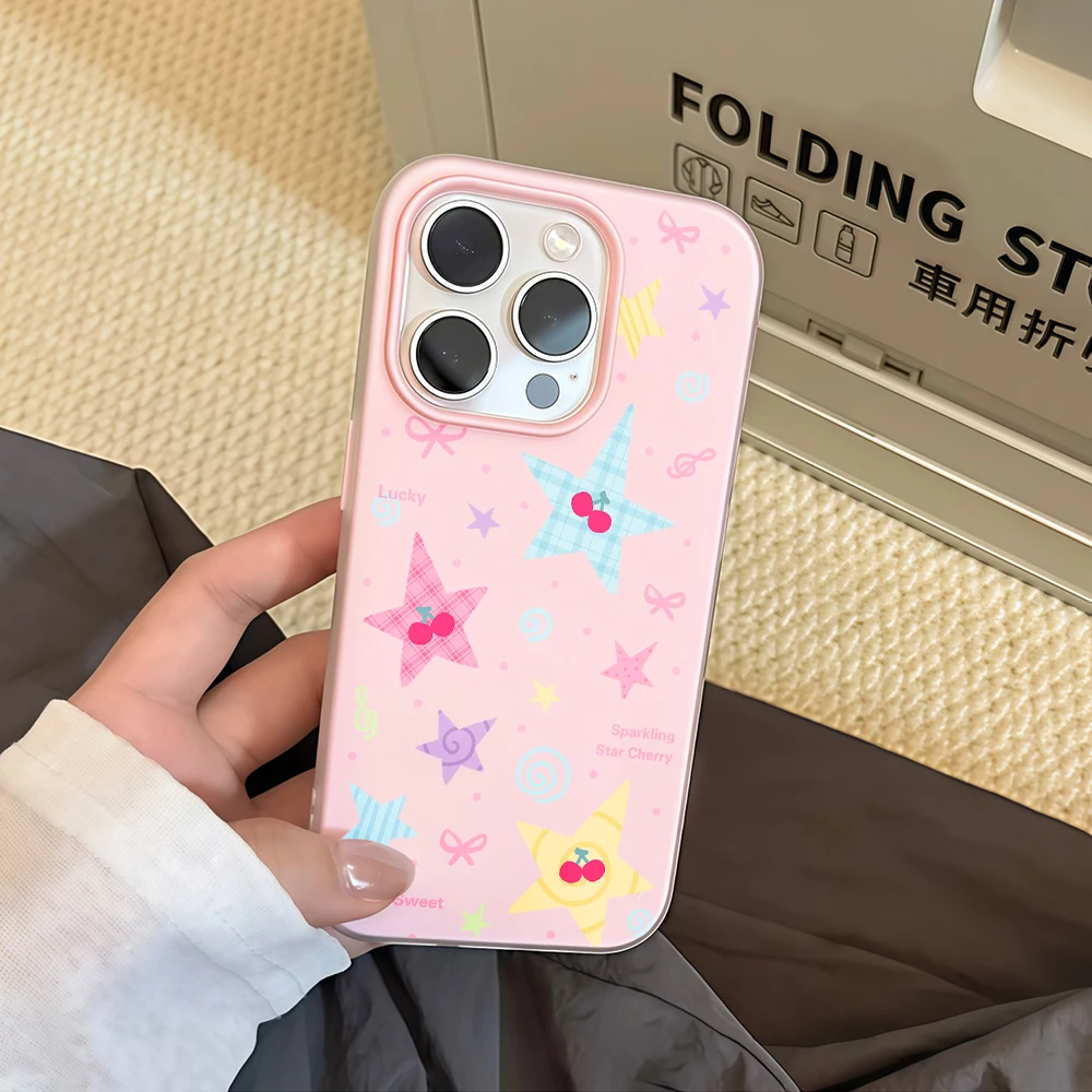 Gingham Checkered Stars Jelly Soft Phone Case with Daisies Cover