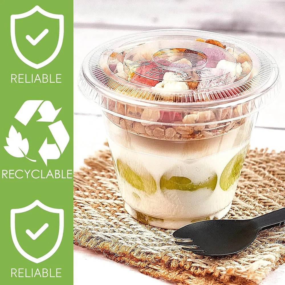9 oz Clear Plastic Yogurt Parfait Cups with Lids Disposable To Go Cereal Cups for Breakfast Snack Fruit, Veggies and Dips