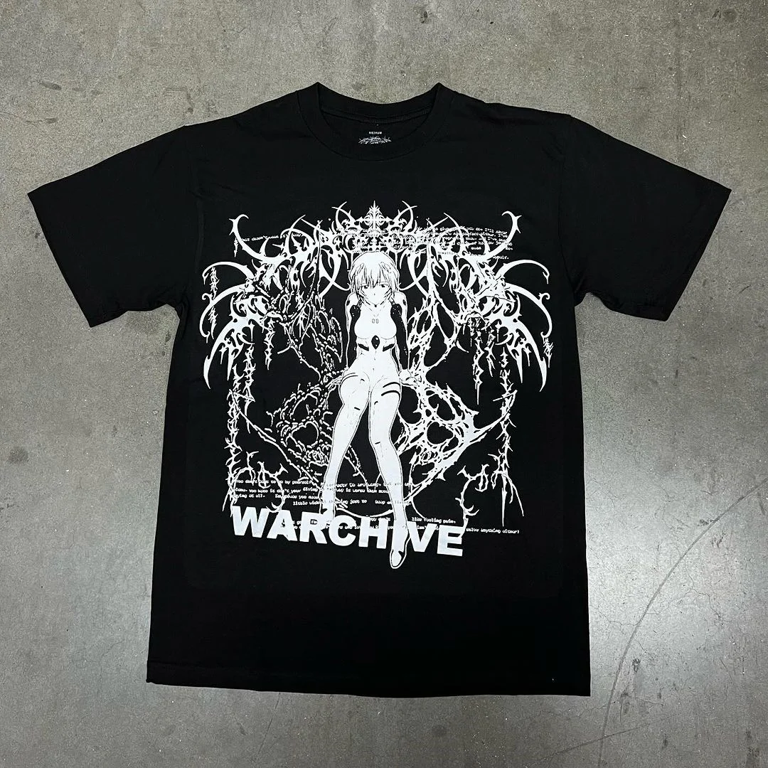 

Новинка y2k 90-е Ретро футболка с коротким рукавом темная улица хип-хоп панк топ с круглым вырезом классический узор Повседневная Свободная одежда Kpop