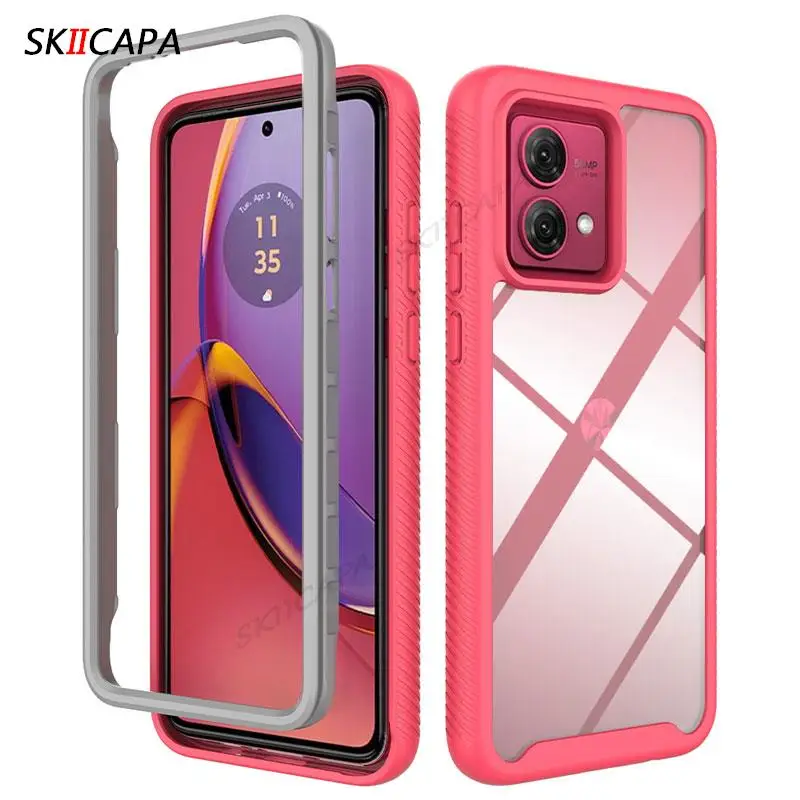 3-in-1 Hybrid Transparent Shockproof Armor Phone Case - Full Protection PC + TPU Cover