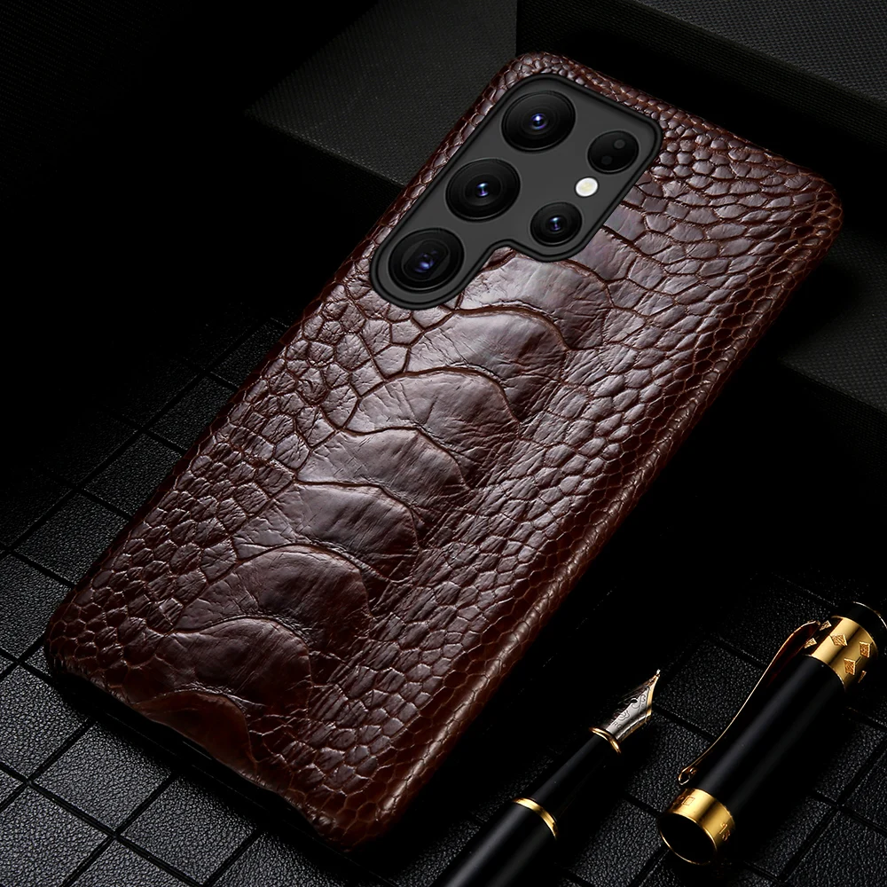 

Genuine Ostrich Foot Leather Case For Samsung Galaxy S23 S22 Ultra S20 S21 FE S10 S23 Plus Note 20 10 A52S A52 A53 A51 A54 A34