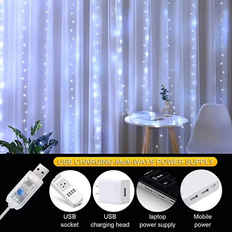 LED Curtain String Lights - Festive Fairy Lights with Remote Control for Home and Holiday Décor