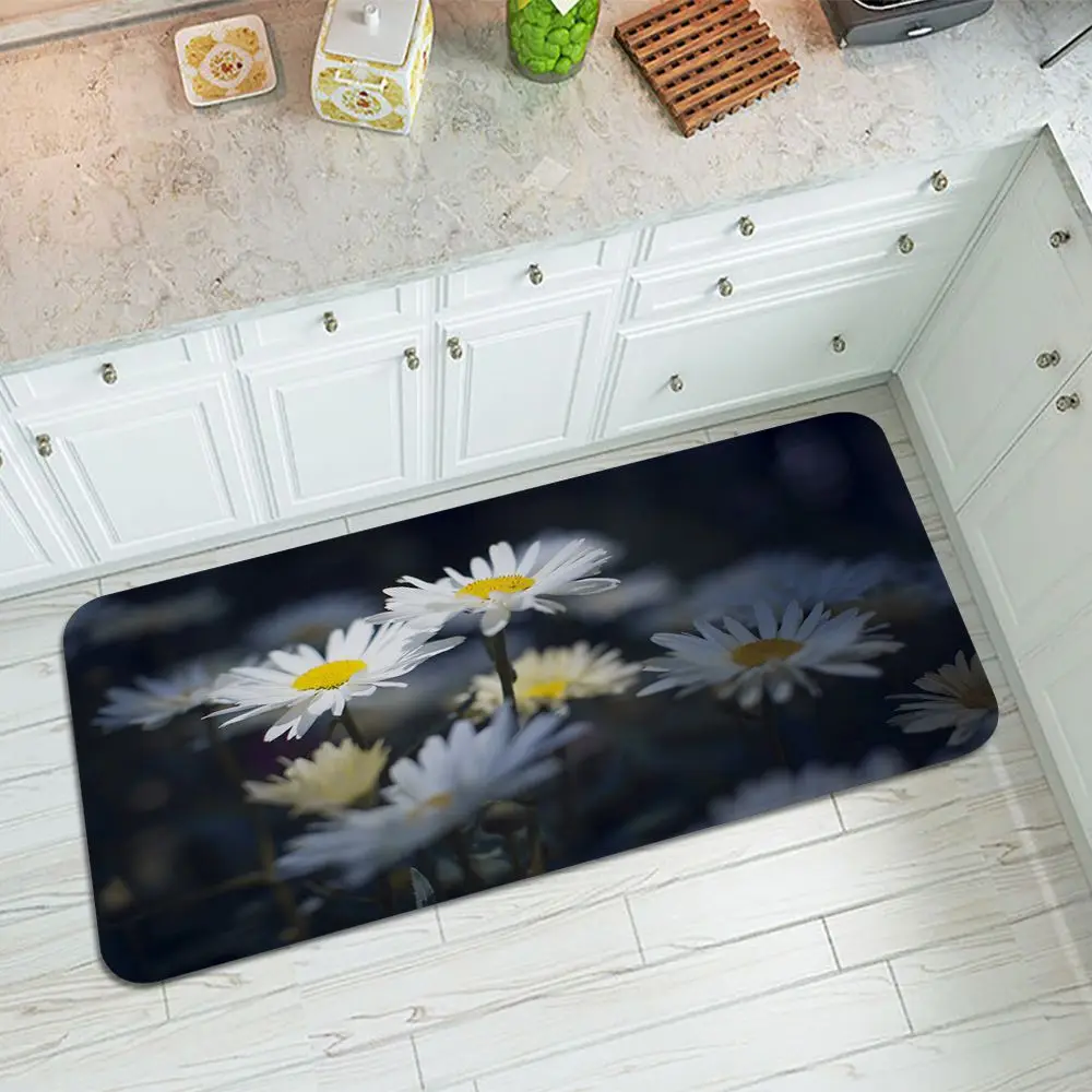 

Flower Daisy Print Pattern Modern Home Living Room Decoration Bathroom Mat Bedroom Non slip Door