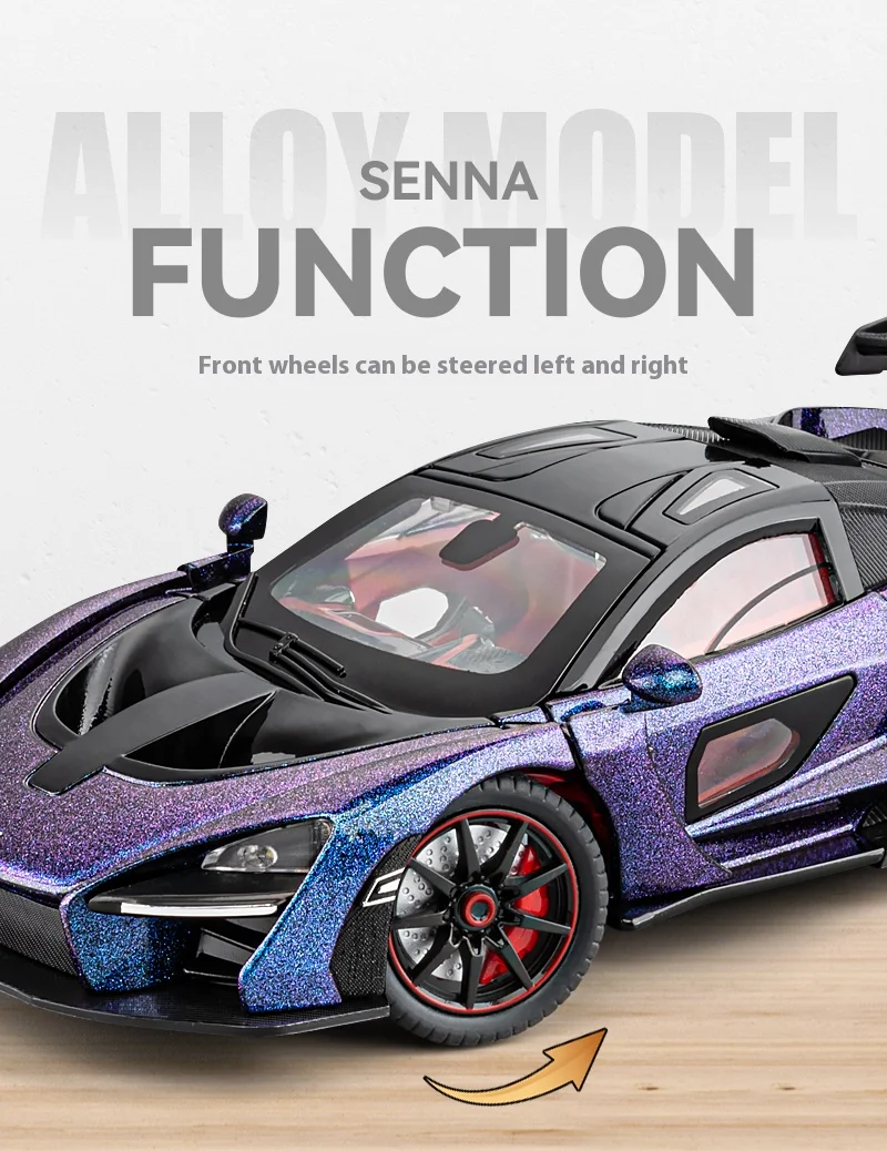 1:24 Mclaren Senna Super Sports Mini Gt Alloy Diecast Model Vehicle Simulation Sound &Amp; Light Birthday Gifts Box For Boyfriend