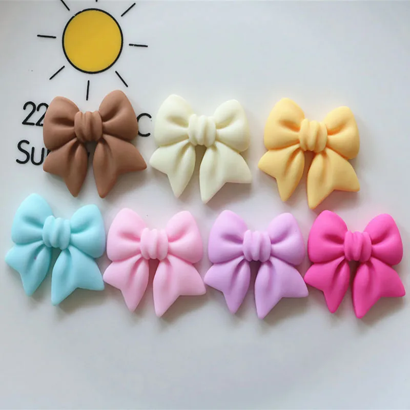 나비매듭 수지 장식 공예 플랫백 카보숑 스크랩북에 적합, 전화 장식 장식, DIY 액세서리, 10PCs, 30*29mm