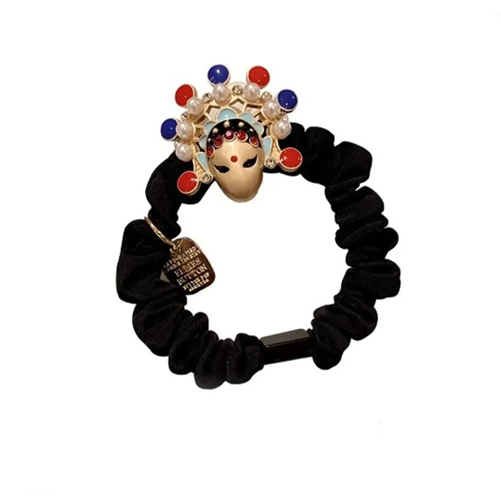 

Beijing Opera Facial Masks New Year Elastic Hair Band Pearl Peking Opera Beijing Opera Hair Rope New Year Decor