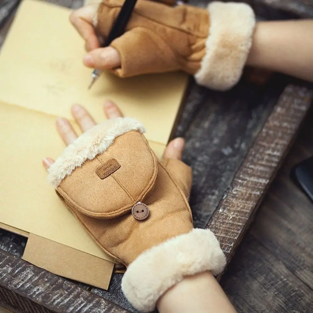 Fashion Thick Half Finger Gloves Keep Warm Winter Gloves Touch Screen Fingerless Gloves Cycling