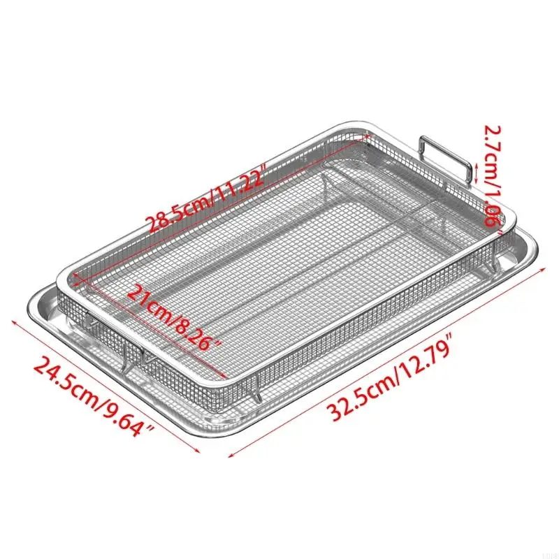 U0DE Extra-Large Air Fryer Basket for Oven Stainless Steel Crisper Tray Non-stick Mesh Roasting Basket for Fries/Bacon/Grill