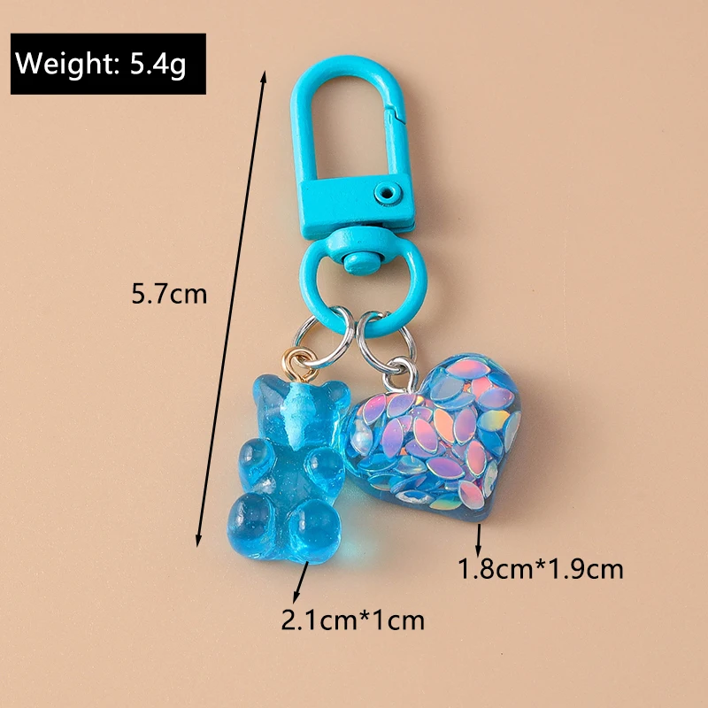 Niedlichen Harz Bär Schlüssel bund Liebe Herz Schlüssel ring Anhänger für Auto Schlüssel halter Frauen Mädchen Handtasche Dekor DIY Schmuck Geschenk – Detail 13