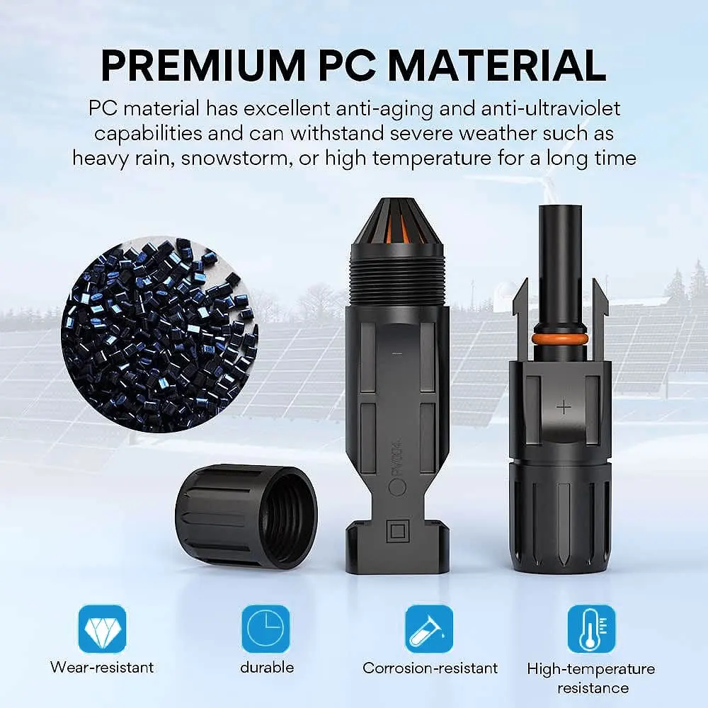 Waterproof PV Cable Connector Set for Solar Panel Systems and Wire Connection