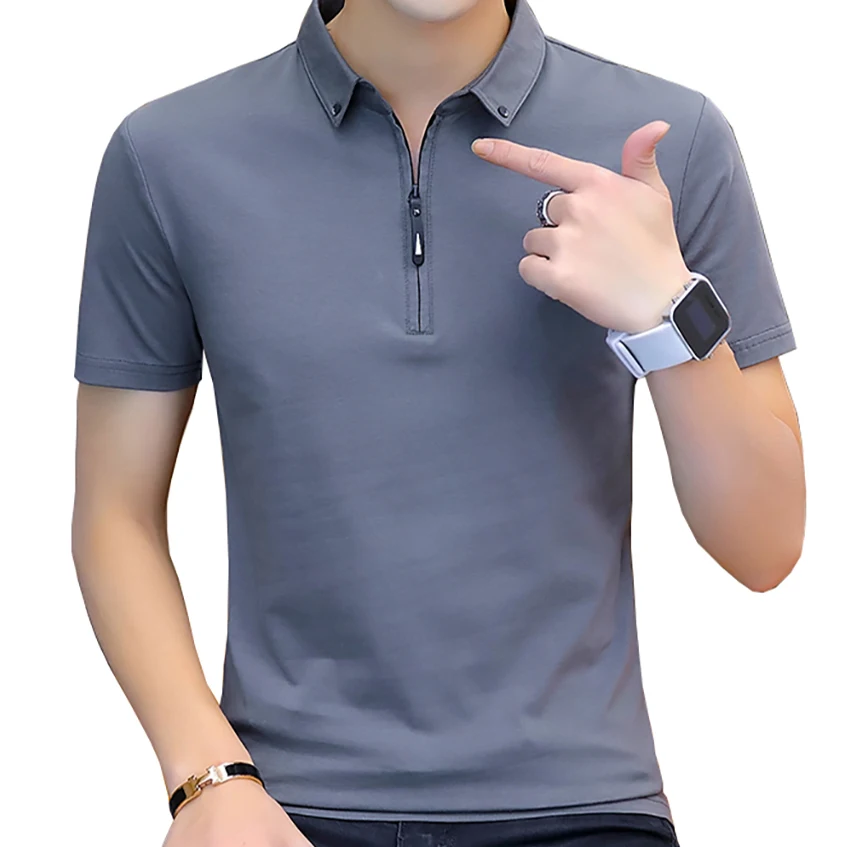 BROWON 2022 summer casual polo shirt men short sleeve turn down collar slim fit sold color polo shirt for men plus size 2