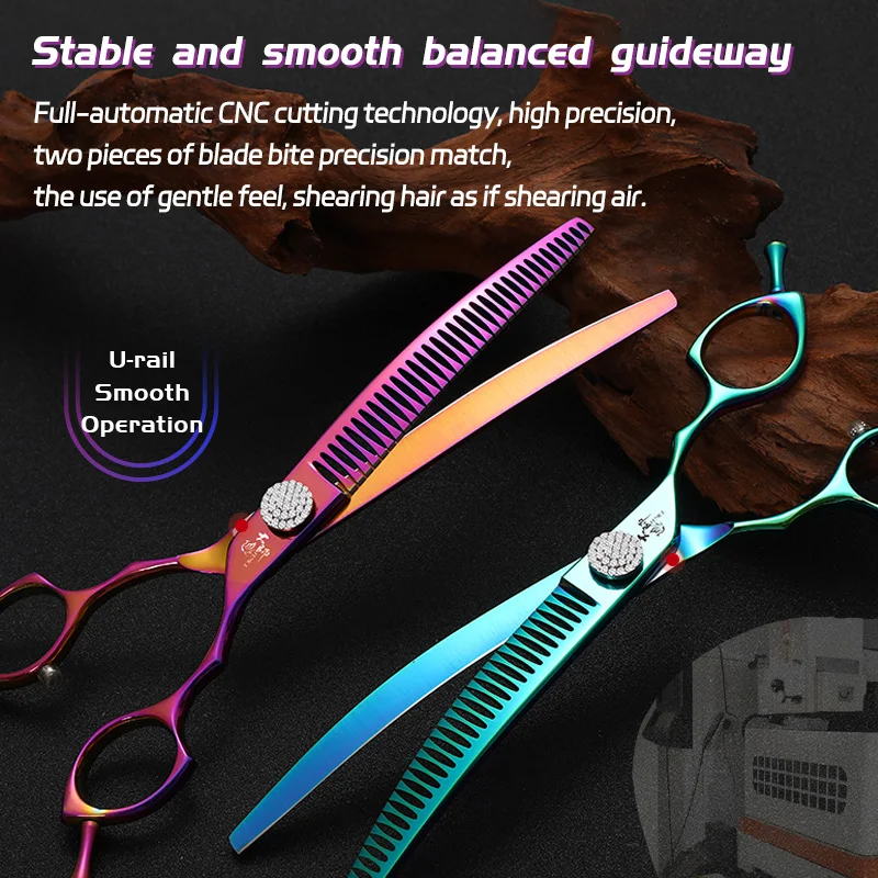 Dog Grooming Shears dog grooming scissors 7.0/7.25/7.5 Inch JP440C Colorful Curved Thinning Chunker Scissors Dog Face Body