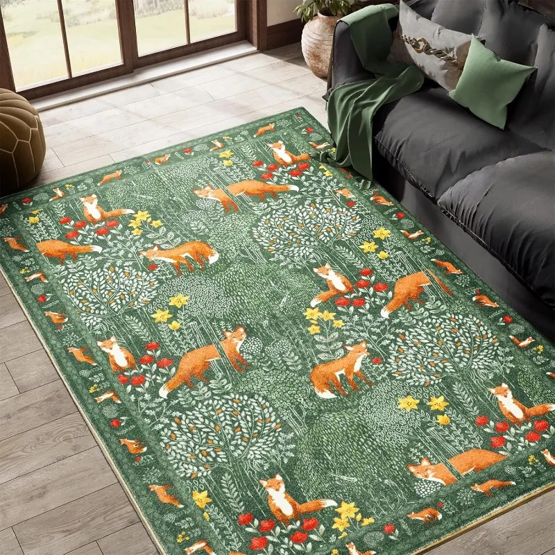 Cute Abstract Tropical Jungle Forest Carpet for Living Room Non-slip Machine Washable Floor Mat Large Sofa Bedroom Bedside Rug 2