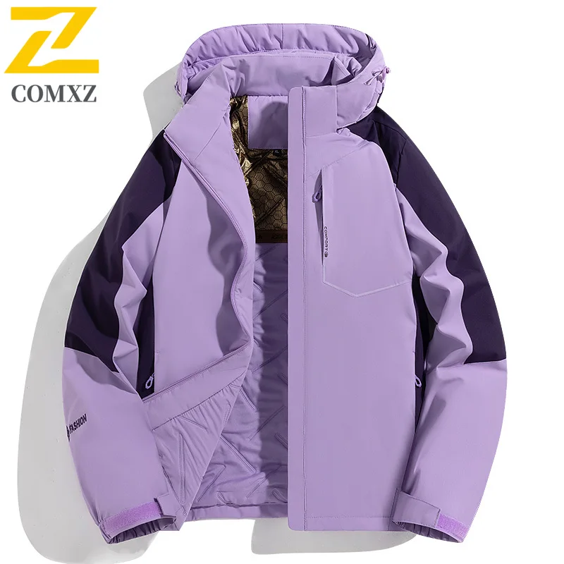 EiAO windbreaker Couple's Graphene Padded  Waterproof Windproof Colorblock Parka for Winter Camping Fishing Extreme Jackets 2025