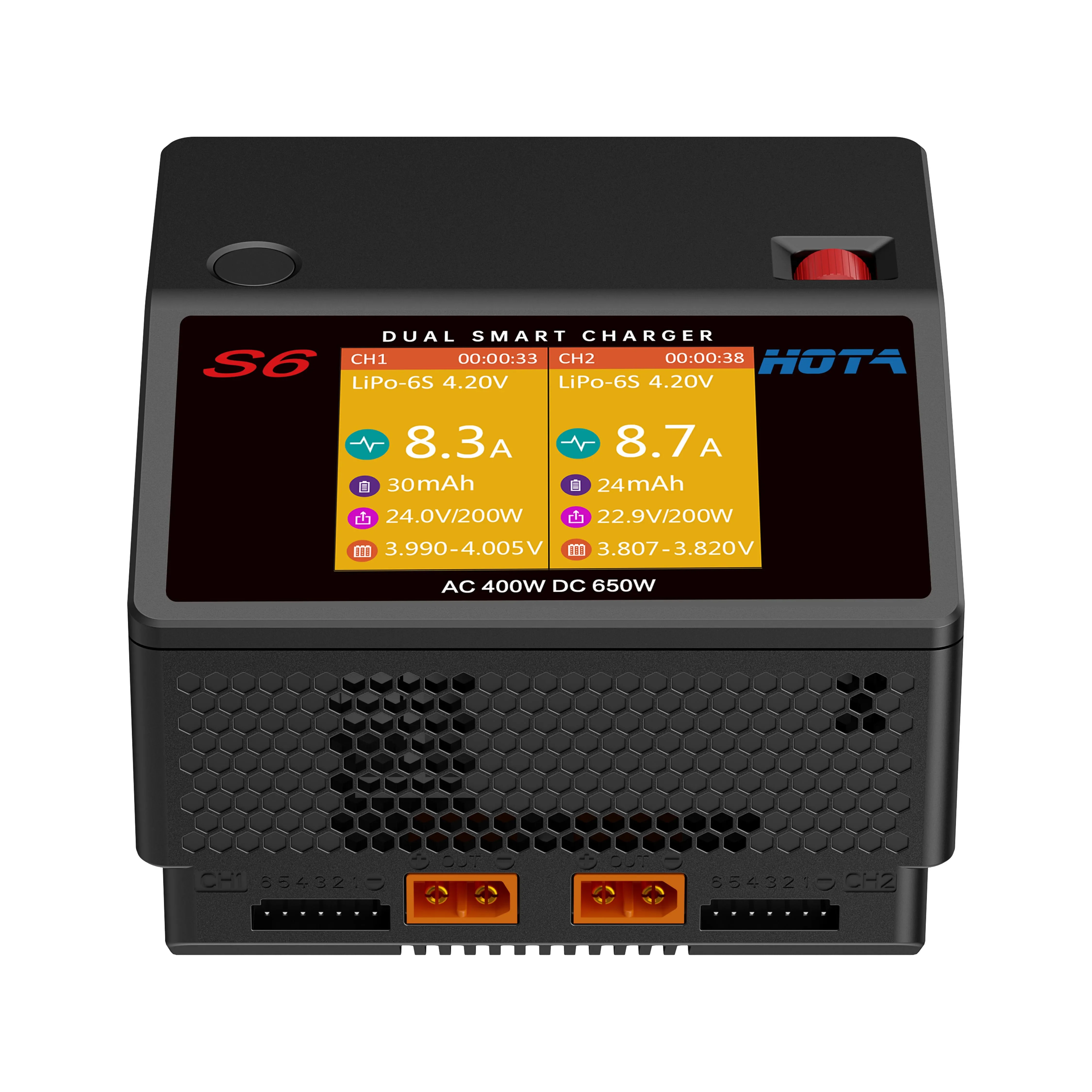 HOTA S6 AC400W DC650W 15A Dual Channel Smart Ultra Small Size Charger for Lipo LiHV LiFe LiIon NiZn NiCd NiMH Battery thumbnail 2