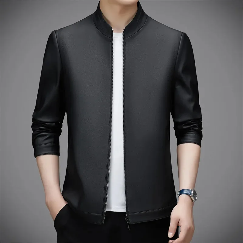

Spring and Autumn New Genuine Leather Clothes Men's Sheepskin Stand Collar Jacket Thin Casual Handsome