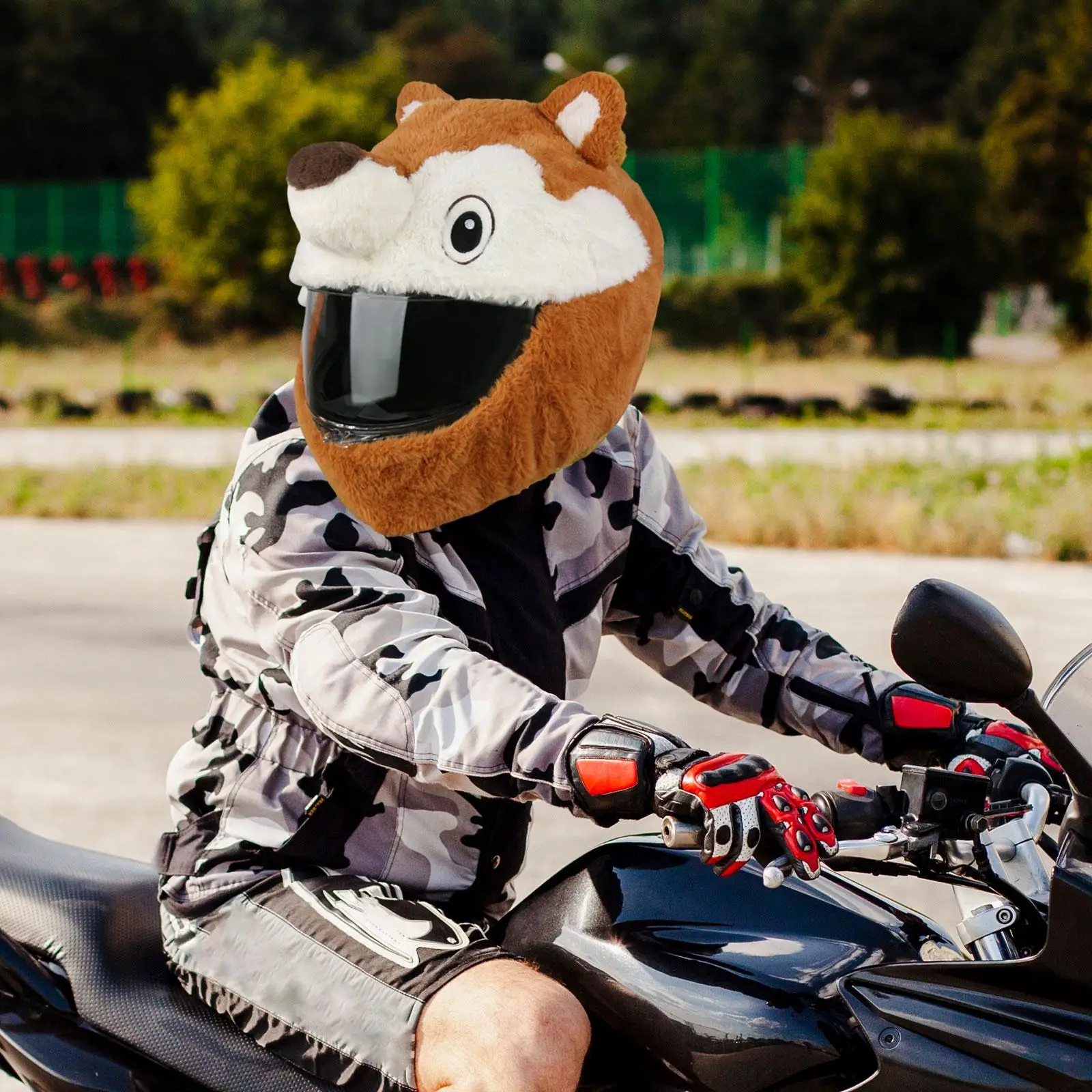 Motorcycle Helmet Cover Squirrel Shaped Soft Plush Gifts Funny Helmet Cover
