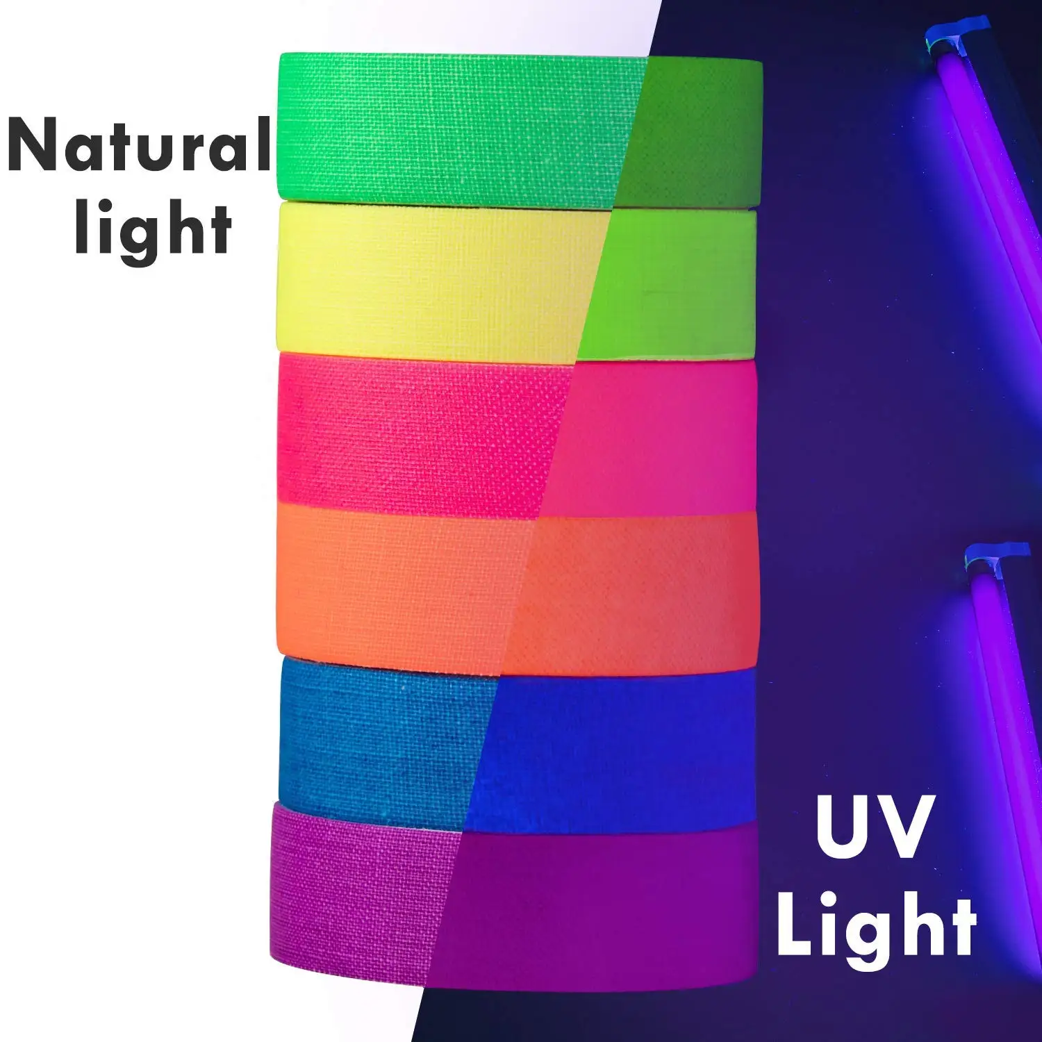 Gaffer Fluorescent Tape Self Adhesive Sticker Reactive Black Light Reactive Photography Home Decor DIY Crafts 6pcs/set