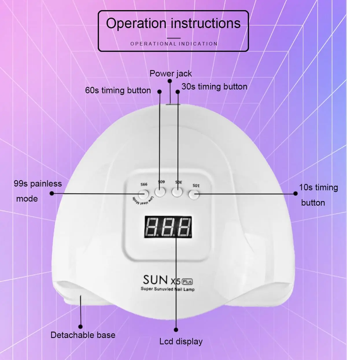 네일 램프 UV 램프 빠른 건조 젤 경화 4 타이머 터치 자동 감지 스크린 LCD 젤 광택 건조기 네일 아트 홈