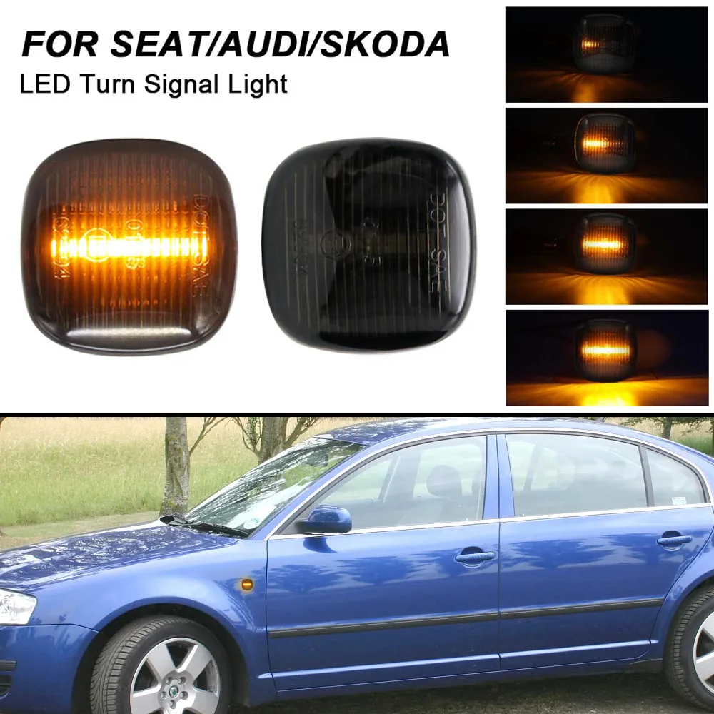 

Dynamic LED Lamps For Audi A3 8L A4 B5 A8 D2 For Skoda Superb Octavia Fabia Side Marker Turn Signal Lights For Seat Ibiza II