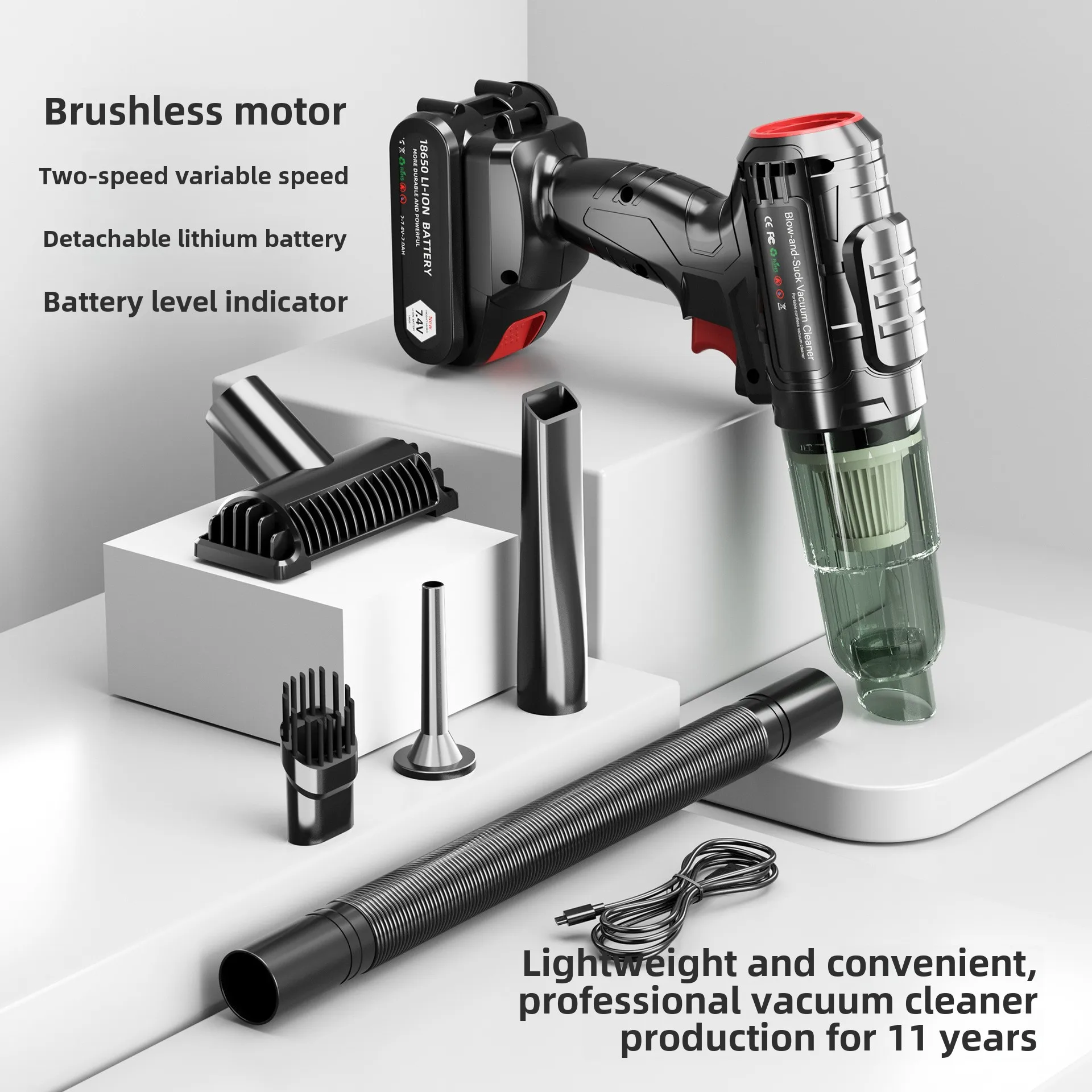 Car Wireless Charging Car Home Super Power Suction Small Handheld Portable Disassembly Lithium Battery Vacuum Cleaner