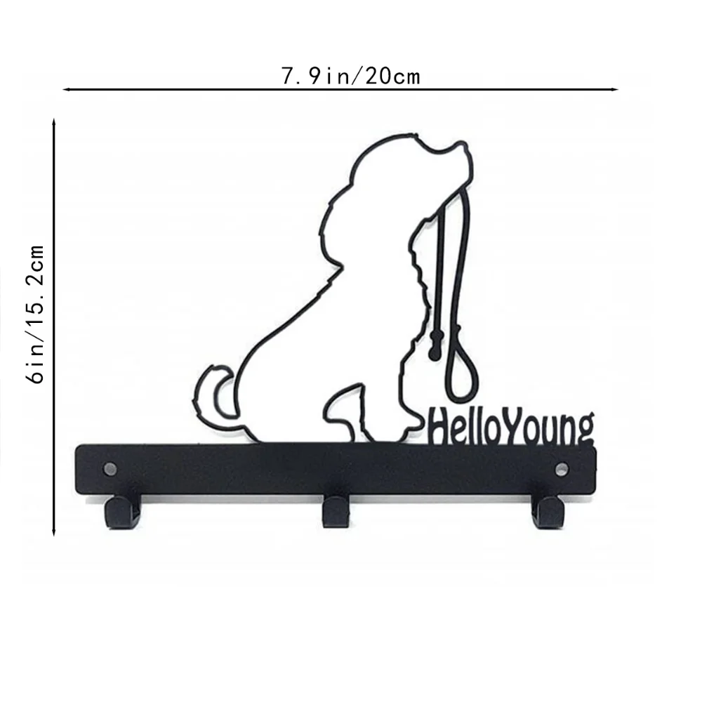 1pc Iron Crafts, Dog Lead/Leash Key Coat Door Towel Hanger Holder Rack Key Hook - DOG WITH LEAD, Wall hanging，Wall-mounted，Hooks 2