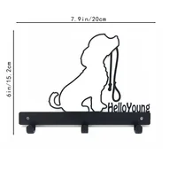 1pc Iron Crafts, Dog Lead/Leash Key Coat Door Towel Hanger Holder Rack Key Hook - DOG WITH LEAD, Wall hanging，Wall-mounted，Hooks 2