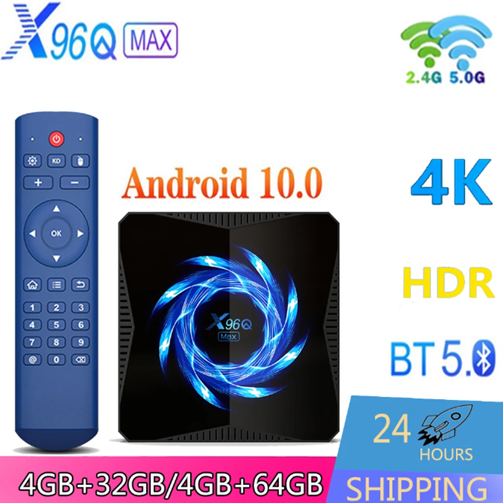 X96Q Max Android 10.0 Smart Tv Box Allwinner H616 Lan 1000M Media Player 4K Hd Set Top Box X96Qmax Av1