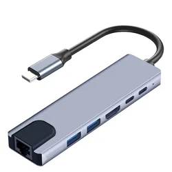 8 - in - 1 USB - C Hub with 4K HDMI, Ethernet, Card Reader, and PD Fast Charging (6 in 1)