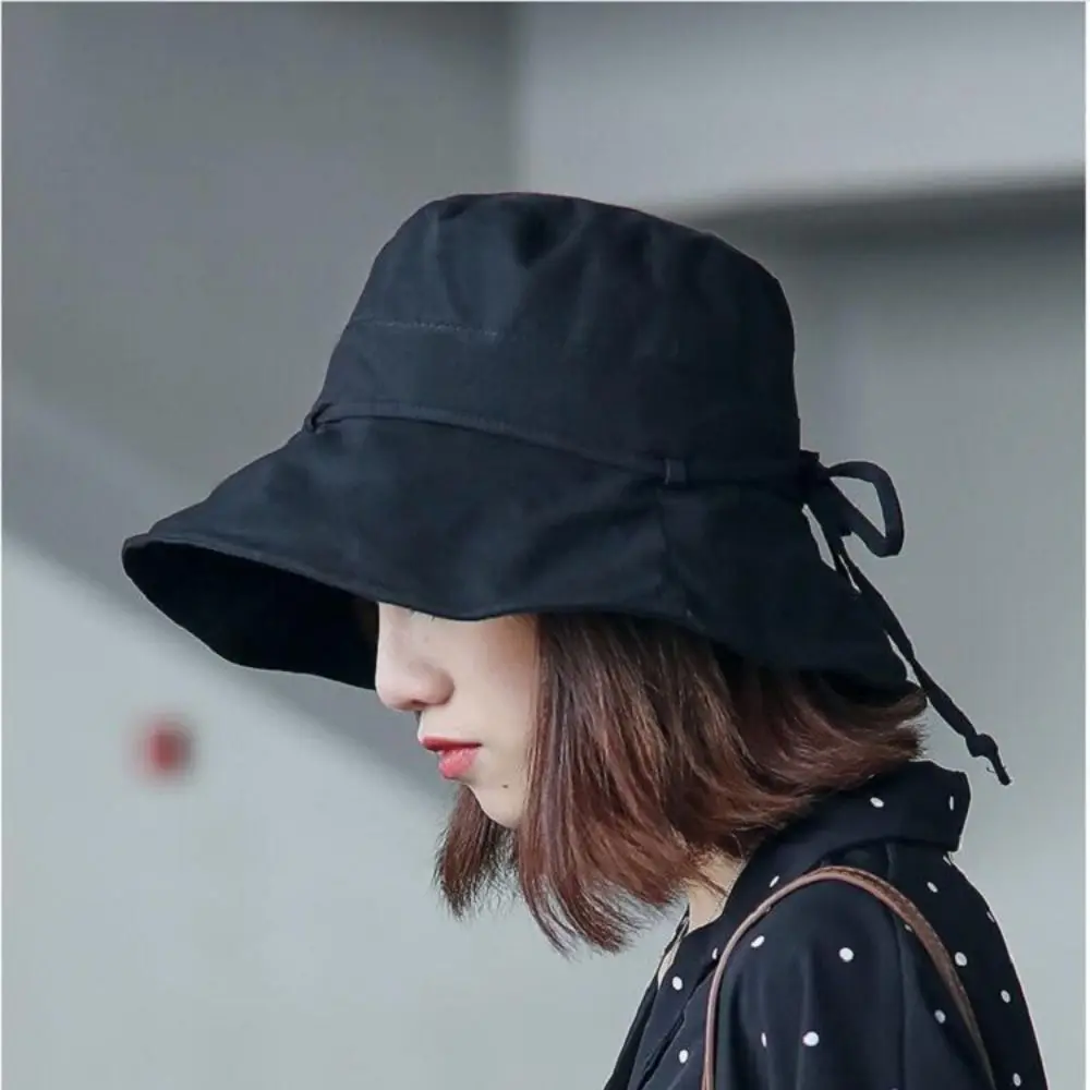 Solid Color Women Bucket Hat Summer Foldable Sunscreen Panama Fisherman Hat Outdoor Sun Hats Sun Prevent Travel Beach Cap