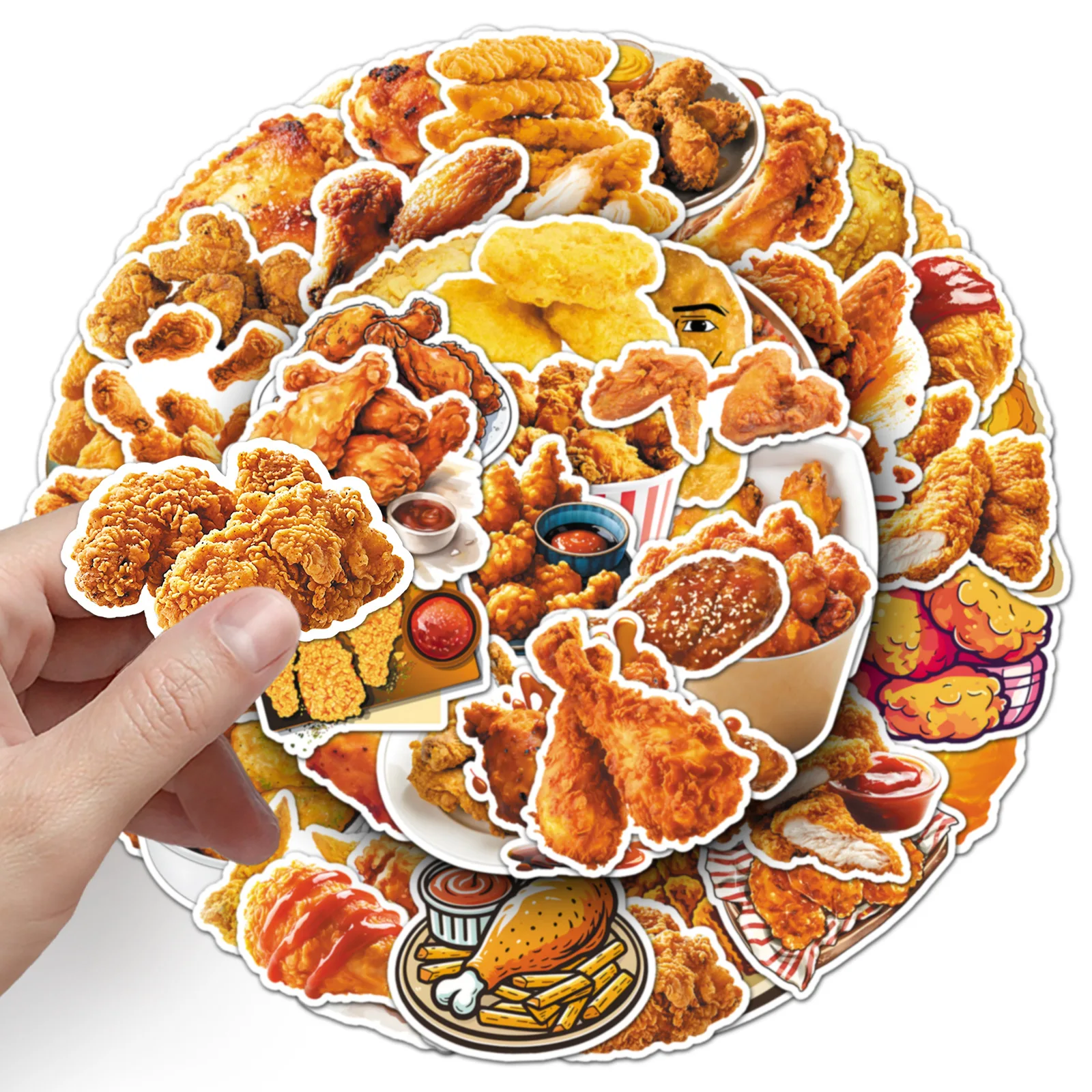 50팩 방수 프라이드 치킨 음식 그래피티 스티커 (휴대폰, 태블릿, 헬멧, 기타, 스케이트보드, 수하물 장)