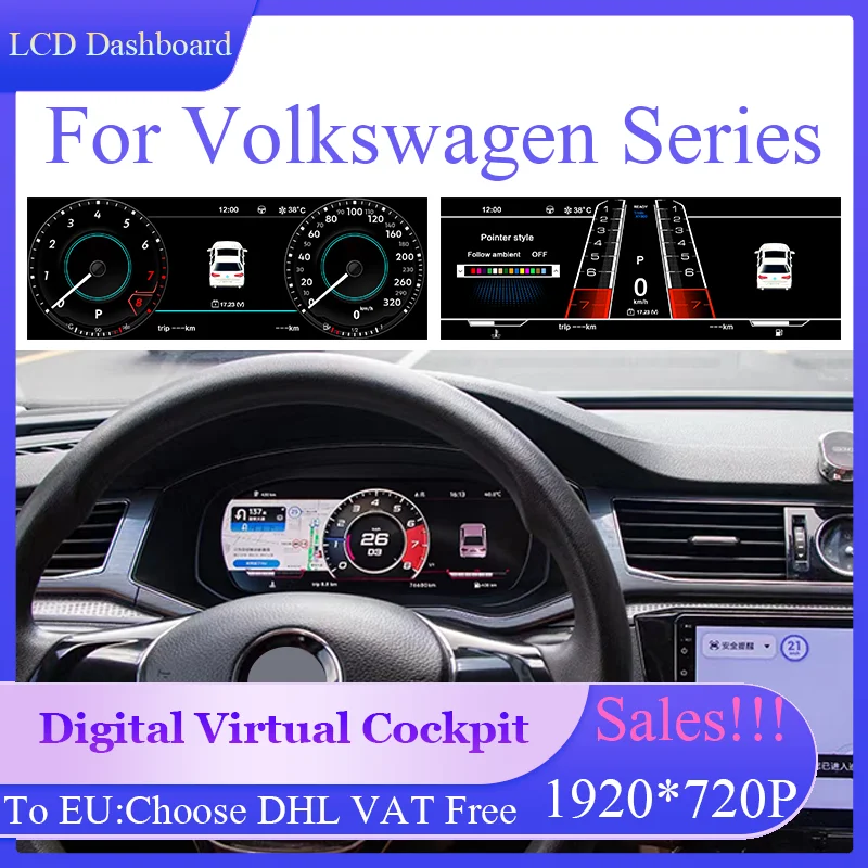 

Digital Dashboard Panel For VW Golf 7 Golf 6 GTI Passat B8 B7 B6 CC Scirocco LCD Speedometer Virtual Instrument Cluster CockPit