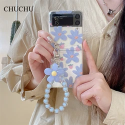 Charming Floral Bead Chain Lanyard Protective Case Cover - Galaxy Z Flip 3 (A)