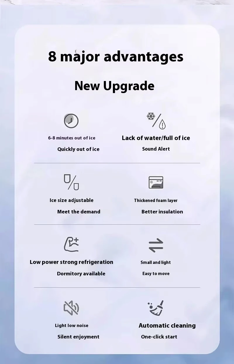 Description Picture 6 of item110V 85W Mini Ice Maker - Multi-Functional, Fast Ice Making, Portable Stainless Steel, Easy Clean, for Home, Office & RV Camping