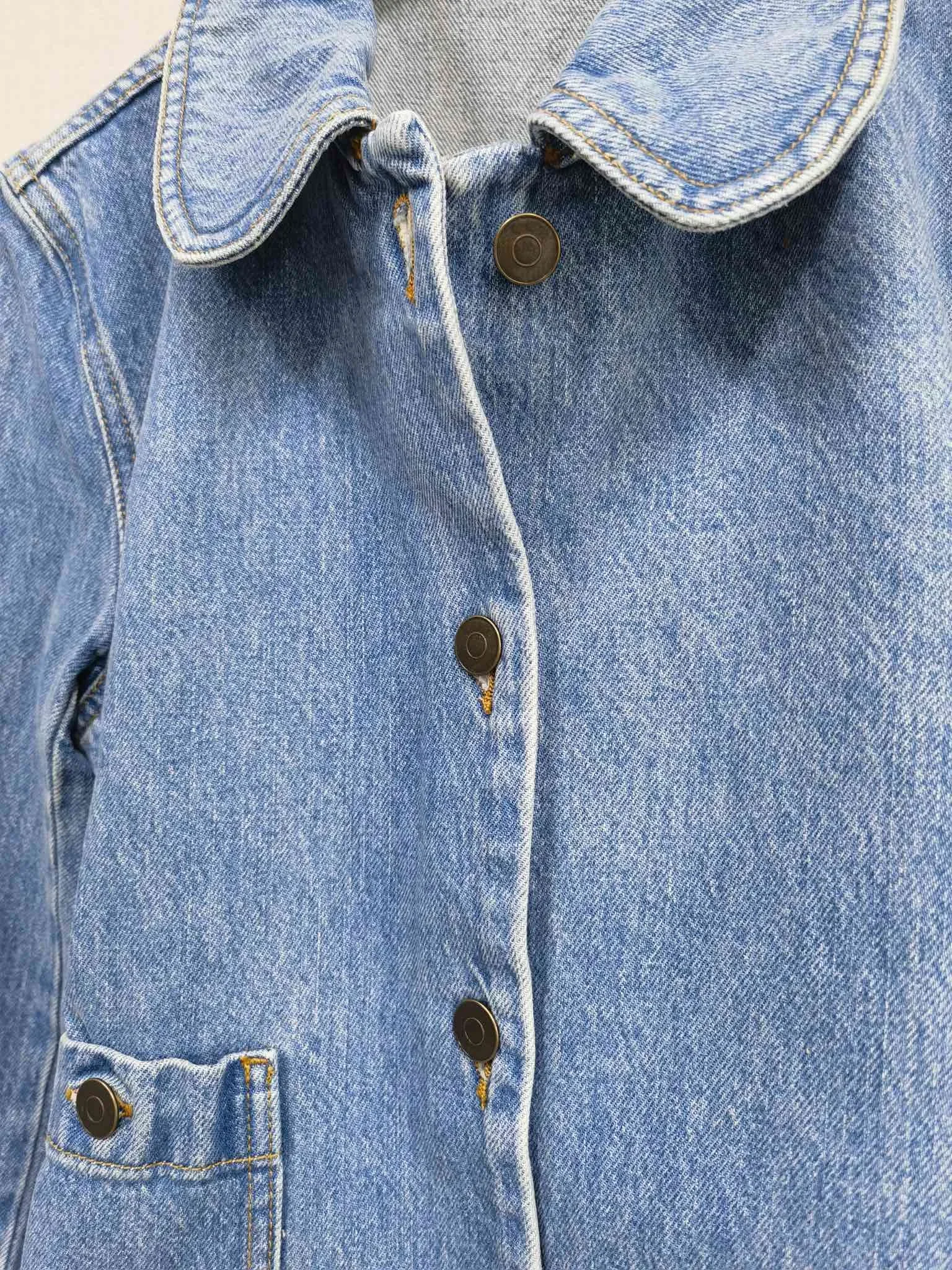 Early Autumn 2024 Women Solid Color Denim Jacket Single Breasted Fashion Cotton Pleated Female Peter Pan Collar Short Coat 2