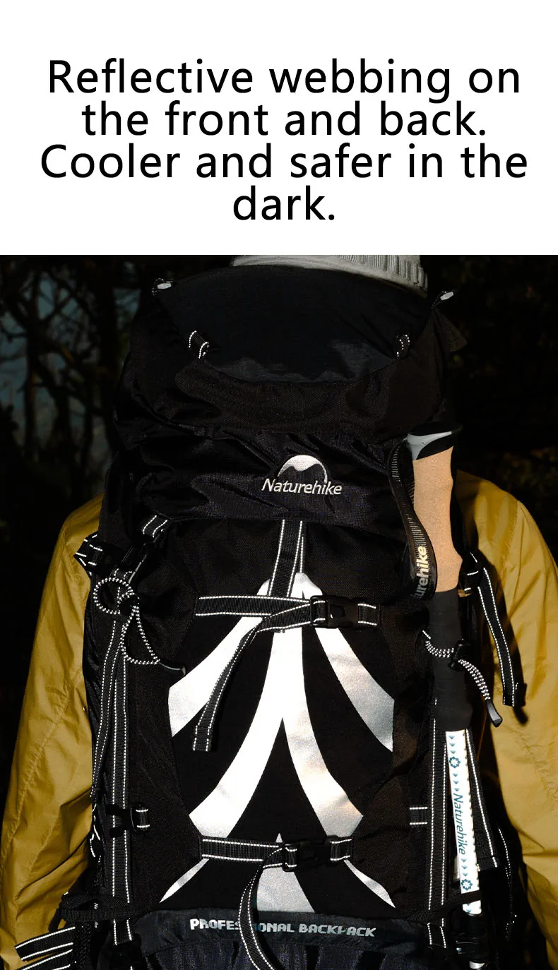 Naturehike 70L Camping Rucksack Ergonomische Große Kapazität Wandern Taschen Für Mann Mit Regen Abdeckung Outdoor Reise Trekking Rucksäcke – Detail 10