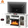 59'' Fireplace TV Stand, 3 Sided Glass Media Entertainment Center Console Table for TVs up to 65'' with Glass Door Adjustable 6