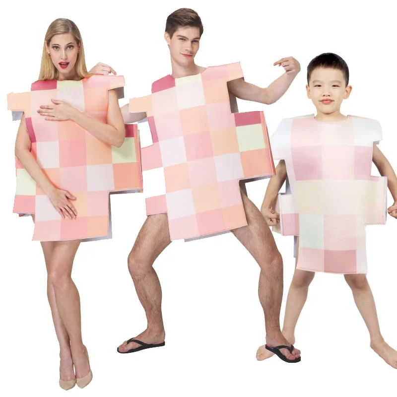 

Couple Naked Sims Costume For Halloween Party Kids Funny Adult Mosaic Costume