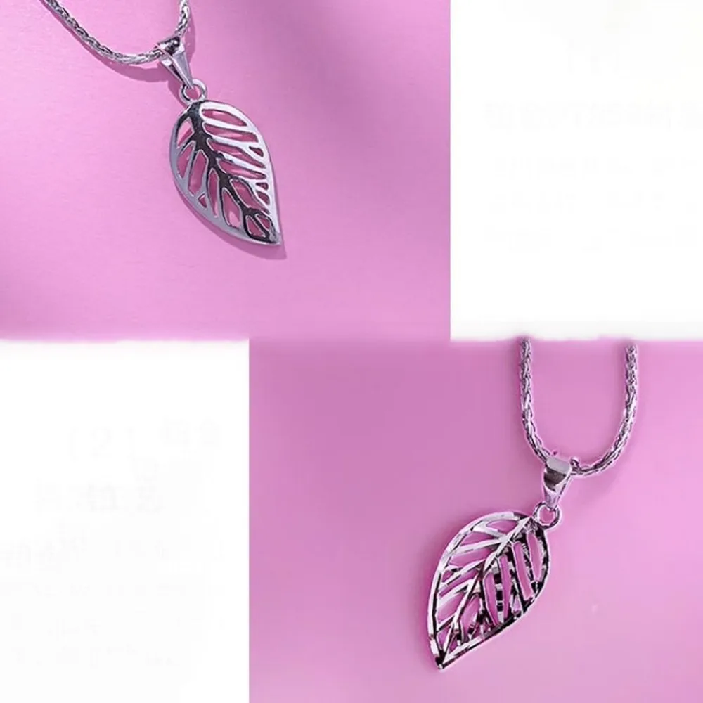 Real Pure Platinum 950 Men Women Best Gift Lucky Hollow Leaf Pendant 1.43g