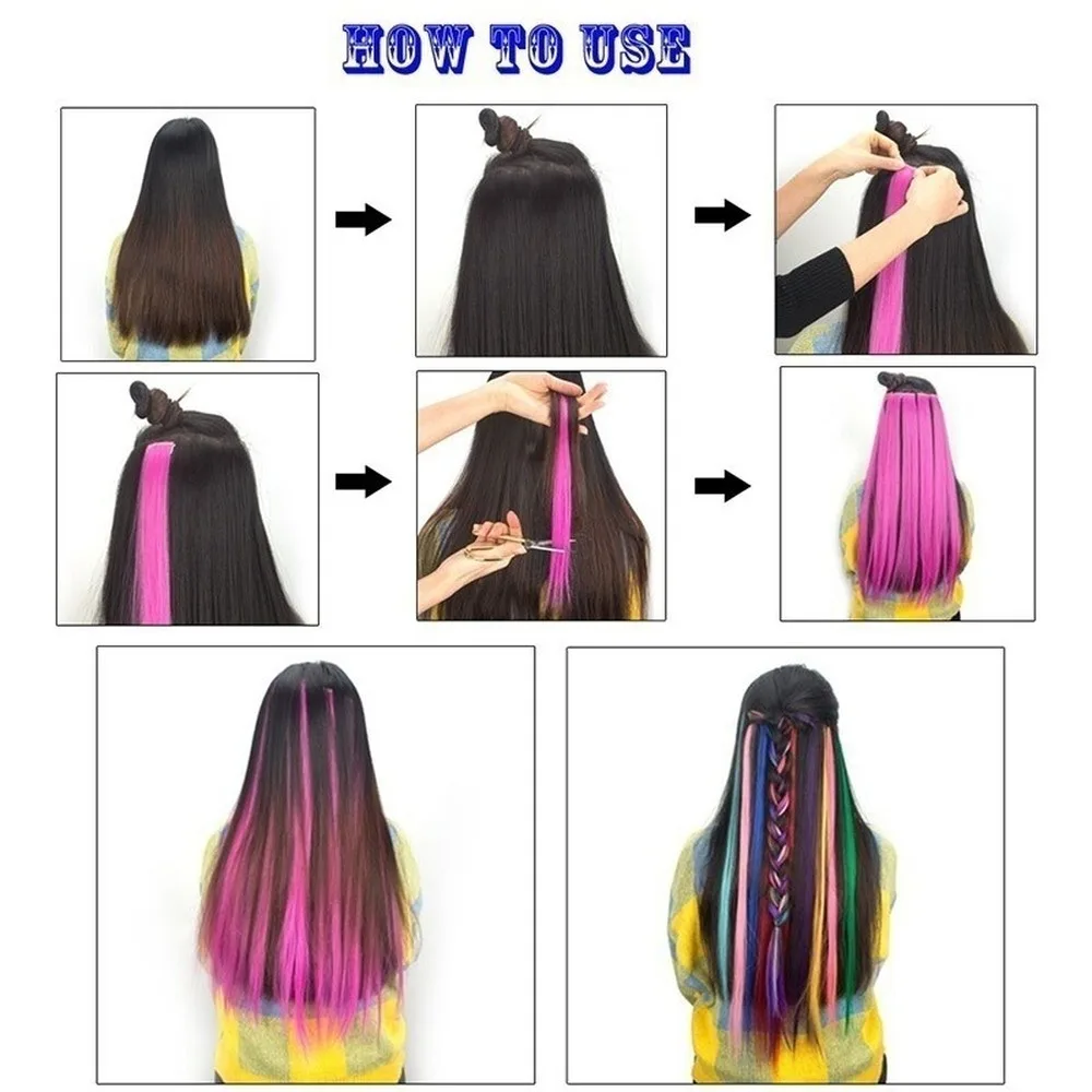2Pcs Multi-colors Hairpiece Straight Hair Extensions Hair Pieces Clip In Hair Extensions  55cm