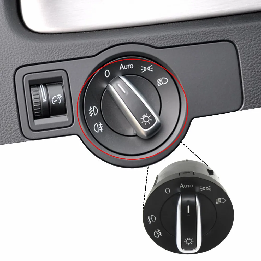 Chrome Headlight Control Switch Button For Vw Passat B6 Golf Jetta Mk5