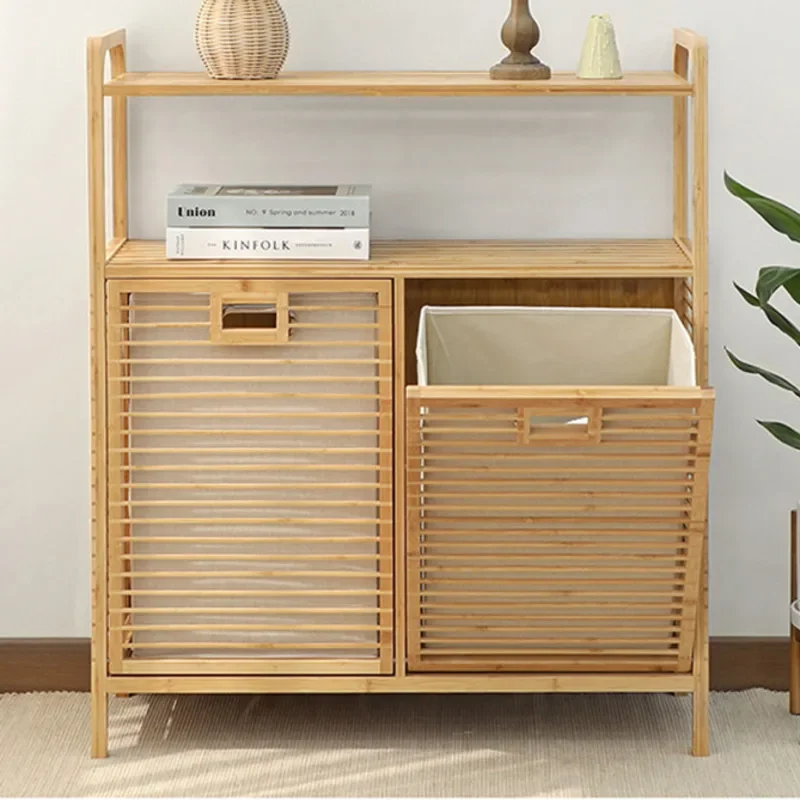 

Simple and Modern MultiFunctional Bamboo Art Storage Cabinet Bedroom Bathroom Laundry Organizer Dirty Clothes Storage Basket