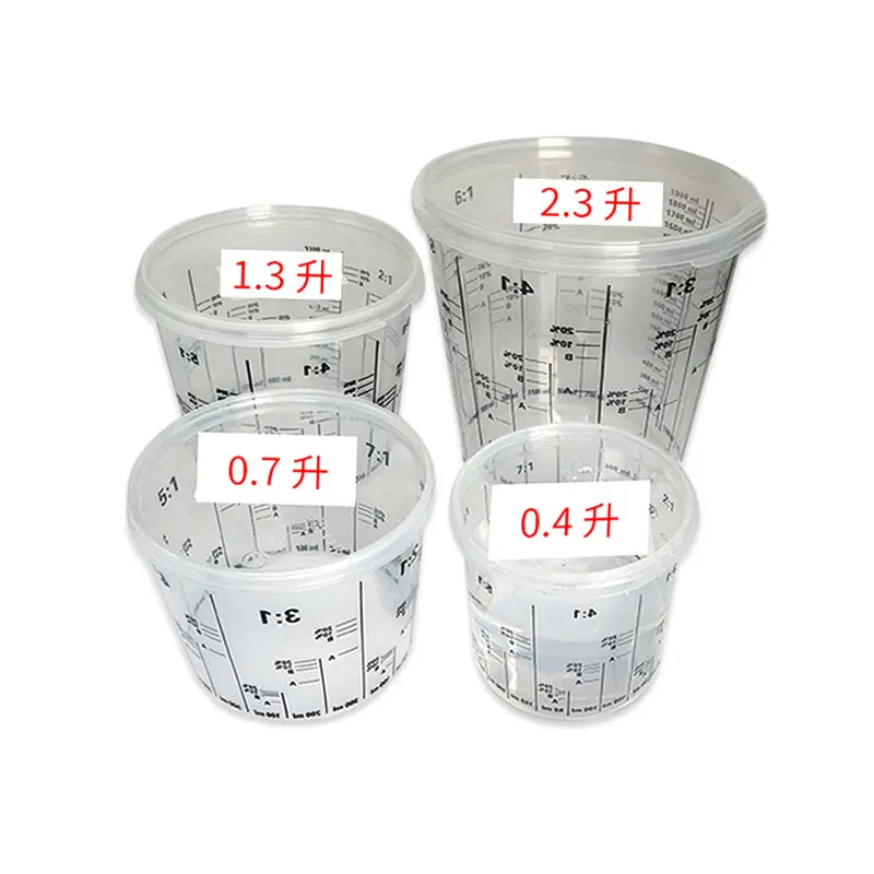 

5Pcs Disposable Graduated Clear Plastic Paint Mixing Cups Calibrated Mixing Ratios Measuing Cups For Paint Resin Tools