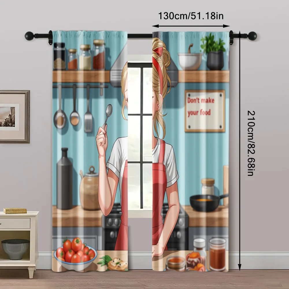 2pcs, Curtains Roller Blinds Don't make your food Durable Polyester (without rod) Thermal Insulation, and Room Darkening 5