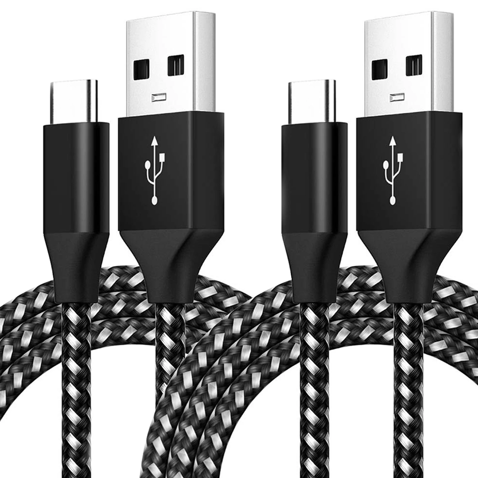 

2pcs Phone Extension Portable Micro USB 480Mbps Data Cable Nylon Braided Durable Transfer 3ft High Speed 5V2A Fast Charging Sync