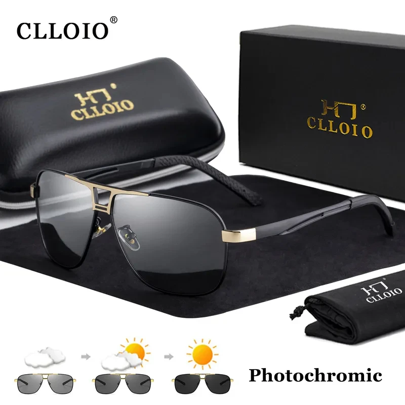 

Солнечные очки CLLOIO поляризационные мужские, квадратные фотохромные солнцезащитные аксессуары с антибликовым покрытием, меняющим цвет, для вождения