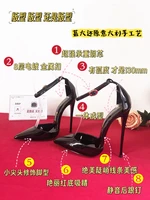 Customized 12cm Ultra High Heels Black Lacquer Classic Thin Heel Bottom Shallow Mouth Fun Women's High Heel Sandals - Image 4