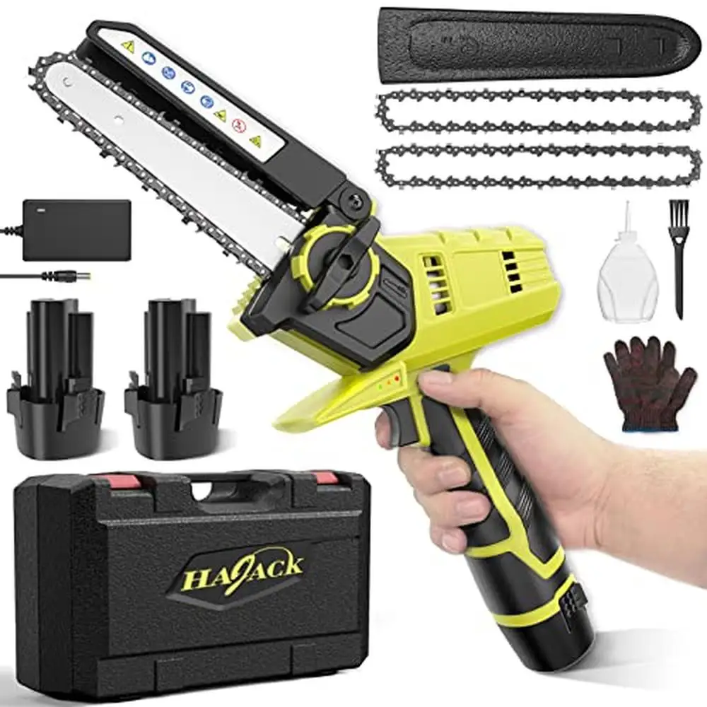 

Electric Chainsaw Kit Portable 6-Inch Cordless Power Chainsaw with 2 Batteries & 2 Chains Lightweight Operation