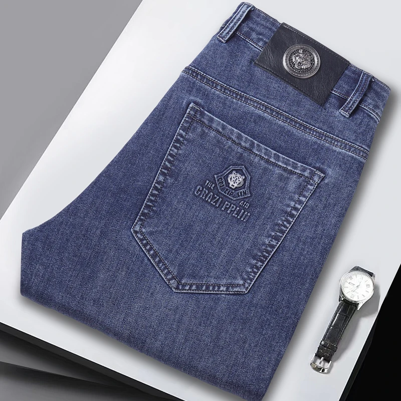 

Summer Thin High-end Business Plus-size Men's Stretch Slim Jeans Straight Leg Loose Casual Pants
